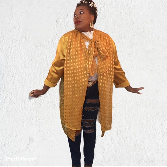 Sold! Yellow/Gold Jacket w/Built-in Tie/Scarf - Picture 11 of 16